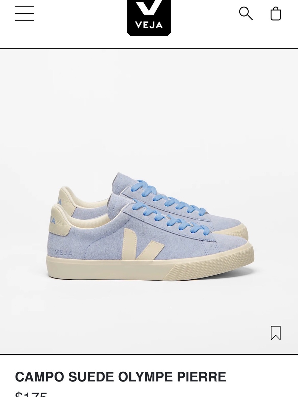 Veja Campo Suede Sneaker in Light Blue and Cream